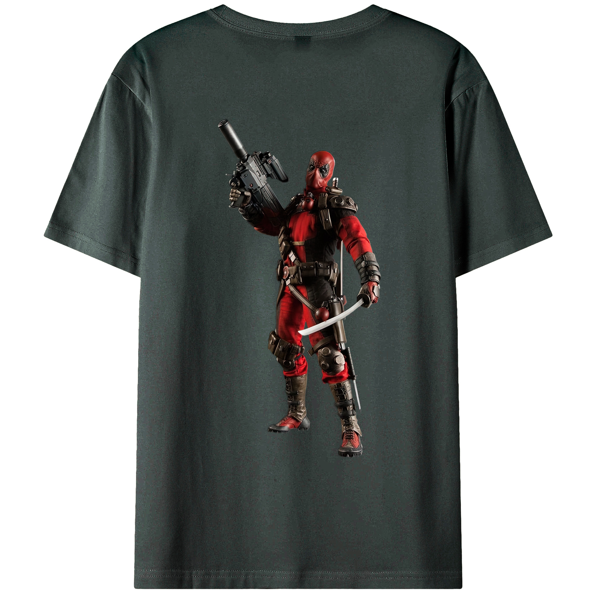 （画像用） Deadpool デッドプール 綿100％ メンズ半袖Tシャツ（バックプリント） 通気性